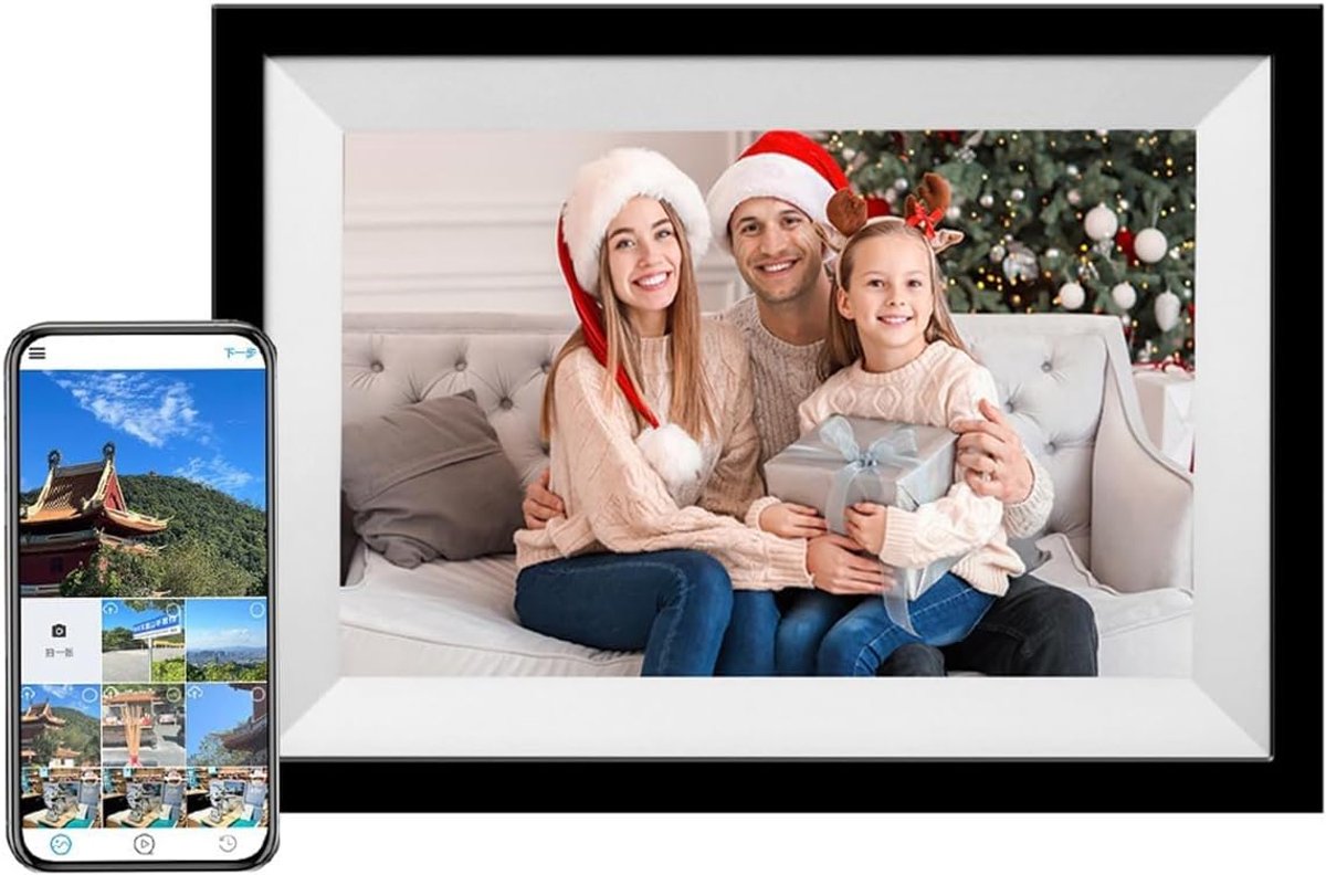 SnelShoppen - Digital Photo Frame 10.1 Inch WiFi met 16GB Geheugen, Touch Screen, 1280 x 800 IPS, Automatische Rotatie voor Makkelijk Delen van Foto's