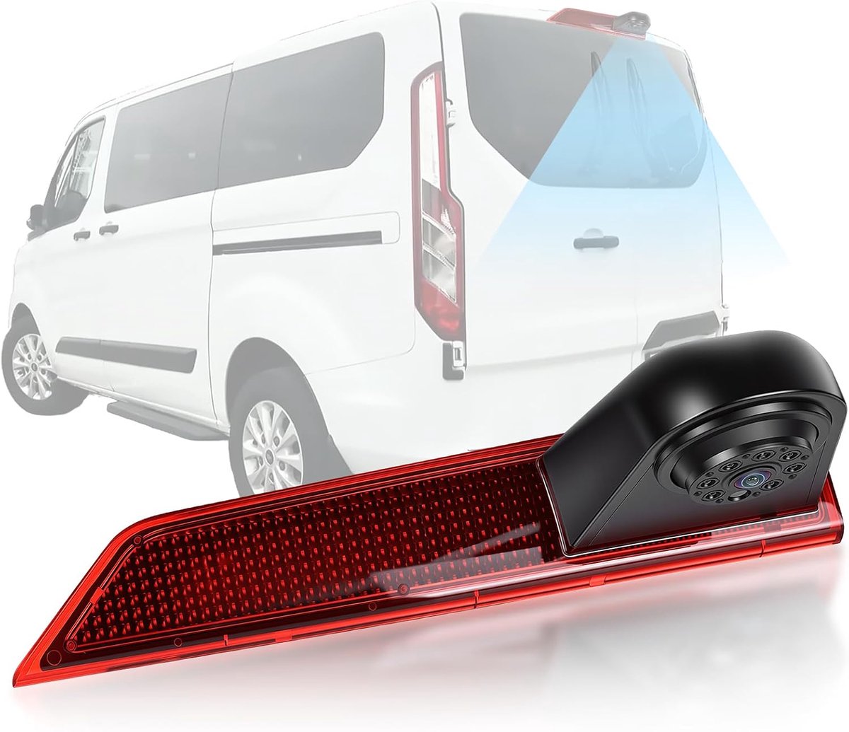 Achteruitrijcamera Ford Transit 2012-2015 - Derde Remlichtcamera - IR Nachtzicht - IP67 Waterdicht - Met Keerlijn - ShopVlot