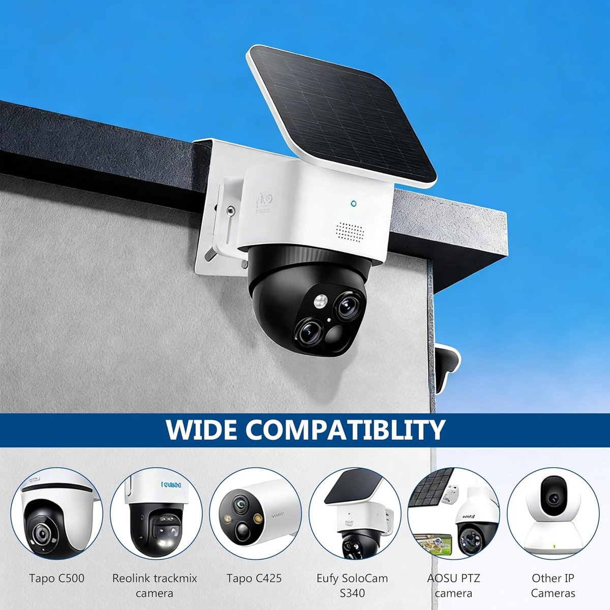 SnelShoppen - Gutter Mount Beugel voor Zonnepaneel Beveiligingscamera's - RVS, Compatibel met IP PTZ DomeCameras, Robuuste en Discrete Montage, Ideaal