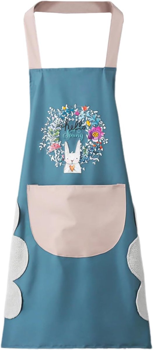 Keuken Schort Vrouwen 70x65cm - Waterdicht Blauw - Met Pocket - Ideaal voor Koken - ShopVlot