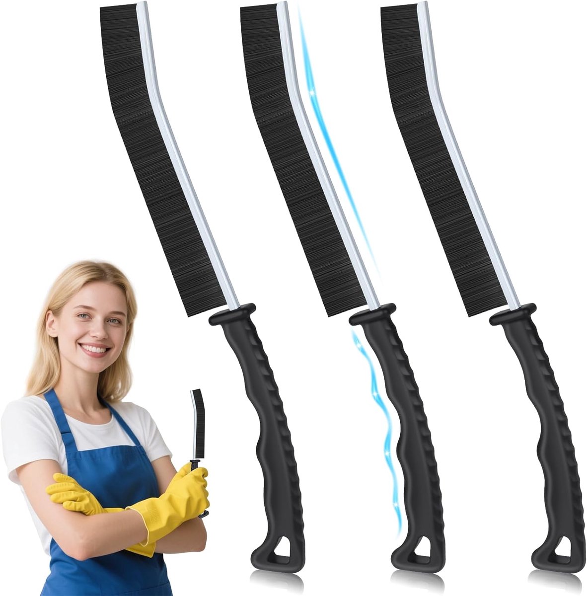 SnelShoppen - 3 Pack Crevice Cleaning Brushes voor Tegels, Smalle Borstels met Harde Haren, Grout Borstel voor Nauwe Ruimtes, Ideaal voor Raamrails, D