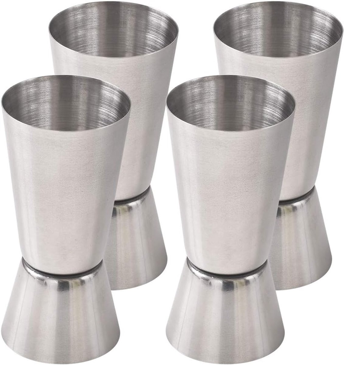 SnelShoppen - Cocktail Jigger Set van 4 - RVS 1/2 en 1 oz (15 en 30 ML) - Perfect voor Party, Keuken, Bar en Camping