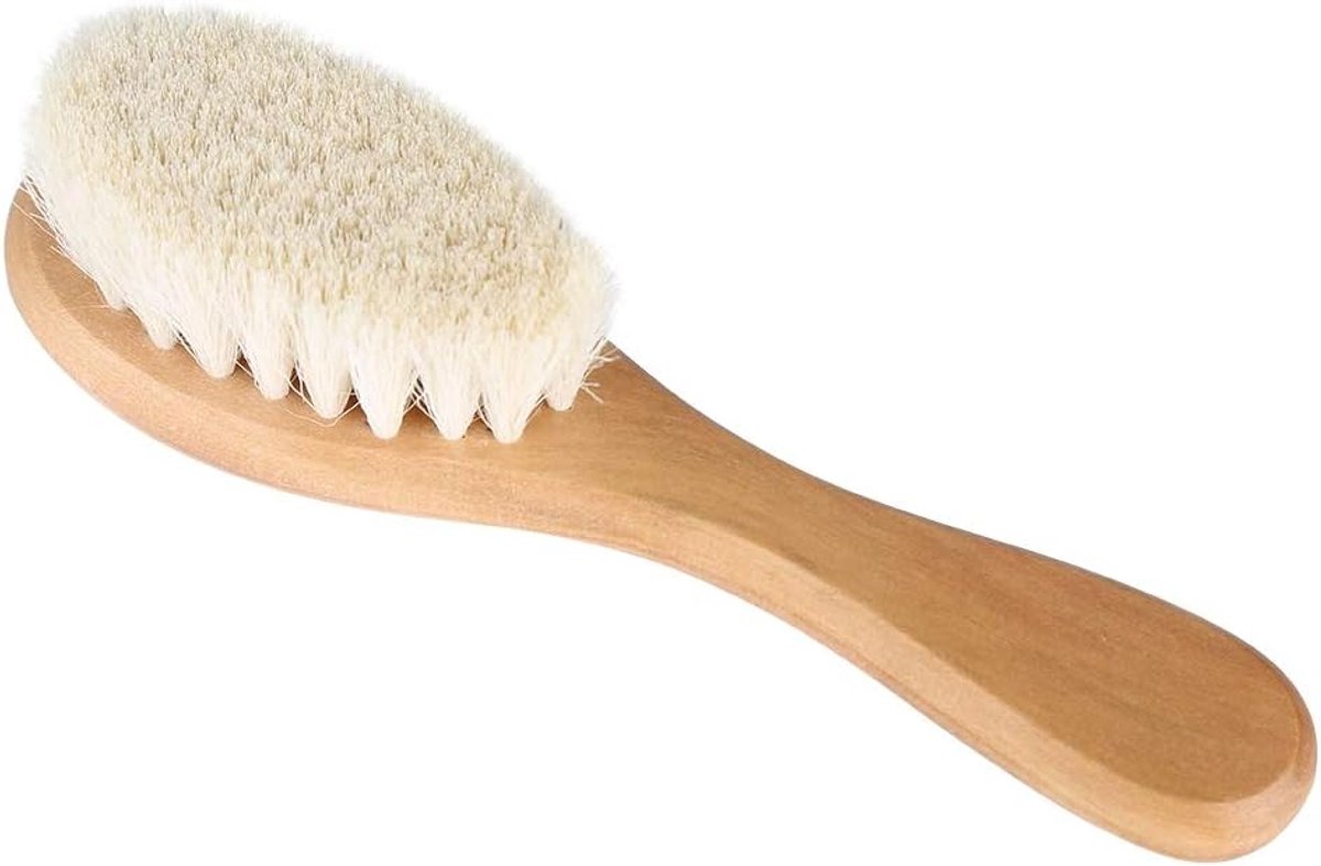 Babyhaarborstel - Houten handvat - Super zachte geitenharen - Hoofdmassage en ontklitten - ShopVlot