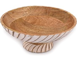 EDHAS Decorative Bowls Mango Wood Wooden Bowl Hand Carved Home Decoration for Dining Table Center Used as Centerpiece - ShopVlot