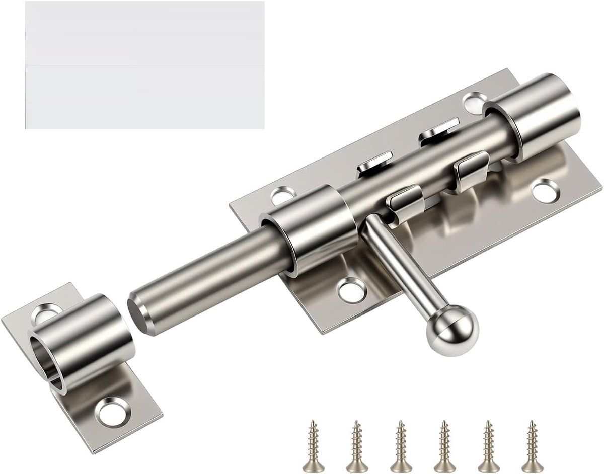 Robuuste schuifpoortgrendel met hangslot, 102 mm, deurgrendel en schuifdeurslot van roestvrij staal voor buitendeuren - ShopVlot