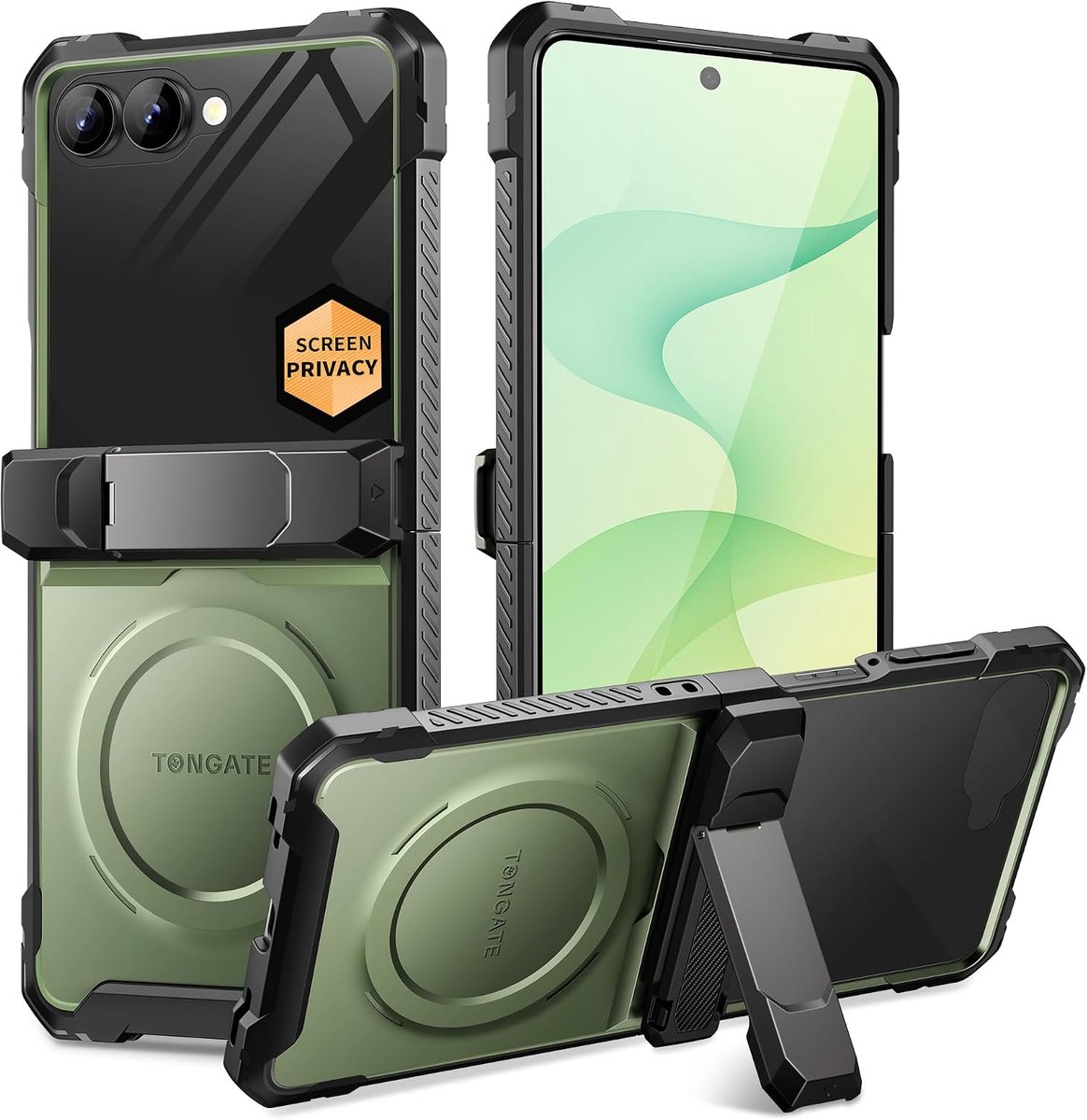 Displayhoes Z Flip Eight - groen - inkijkbescherming - bescherming voor voorscherm - ShopVlot