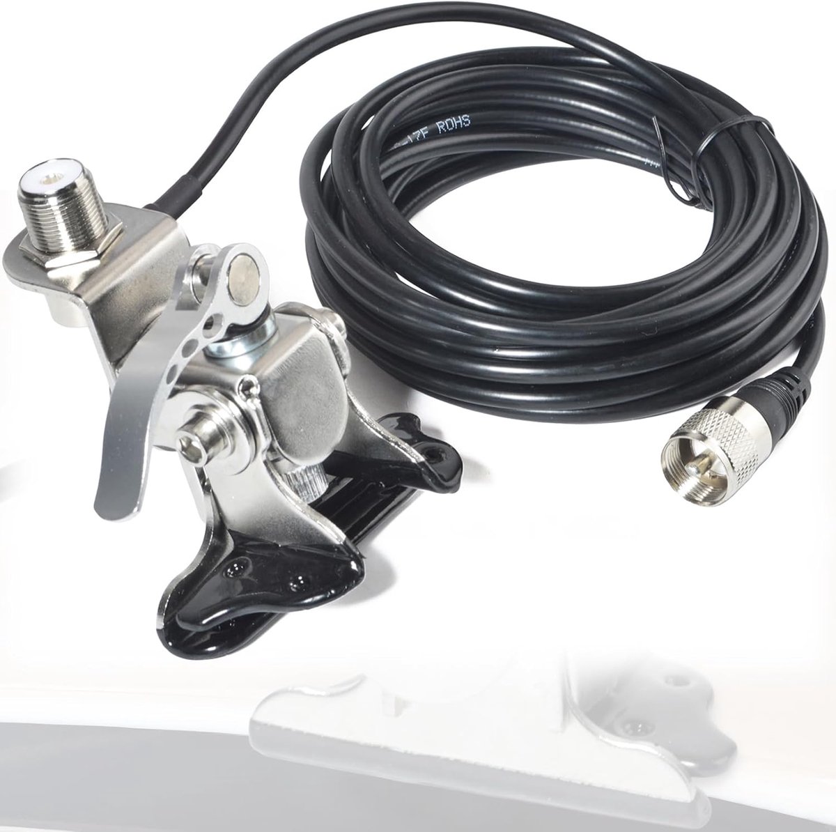 HYS Car Antenna Mount Stainless Steel Car Clip Mount Trunk Lid Hatchback Mount Bracket Adjustable Angle with SO239 to - ShopVlot