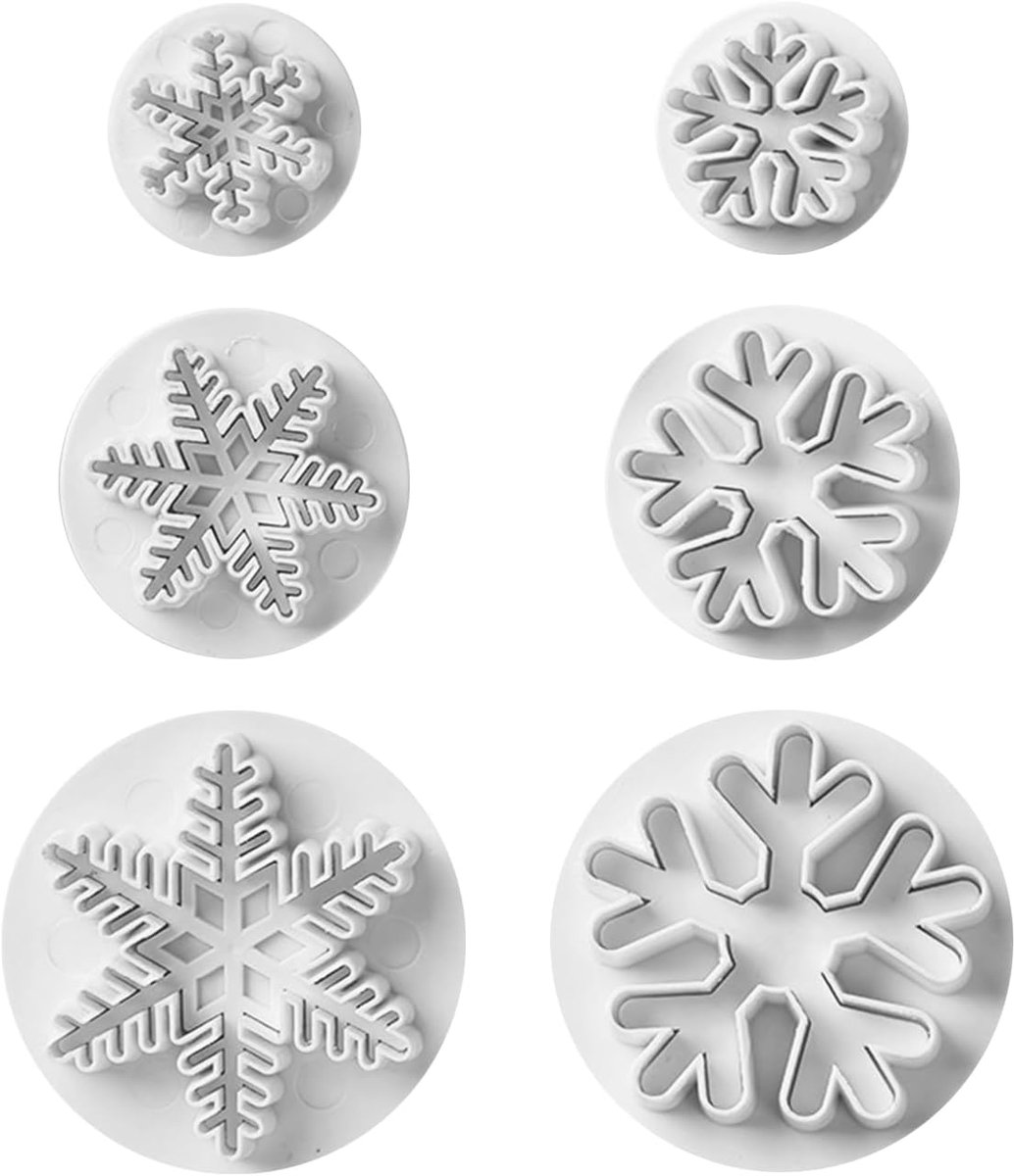6 pieces thick thin snowflake moulds for fondant and cookies, snowflakes, cake decorating stencils, baking tools. - ShopVlot