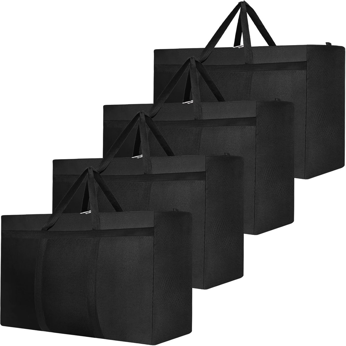 SnelShoppen - Grote Opbergtas 90L - 4 Stuks - Oxford Stevige Verhuisdozen met Ritssluiting en Handvatten - Ideaal voor Verhuizen, Kamperen, Kleding en