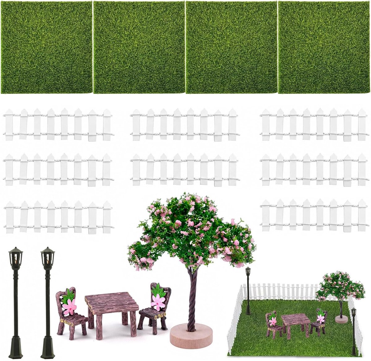18 stuks miniatuur feeëntuinaccessoireset, kleurrijke decoratie voor feeëntuin, tuinornament voor binnen en buiten - ShopVlot