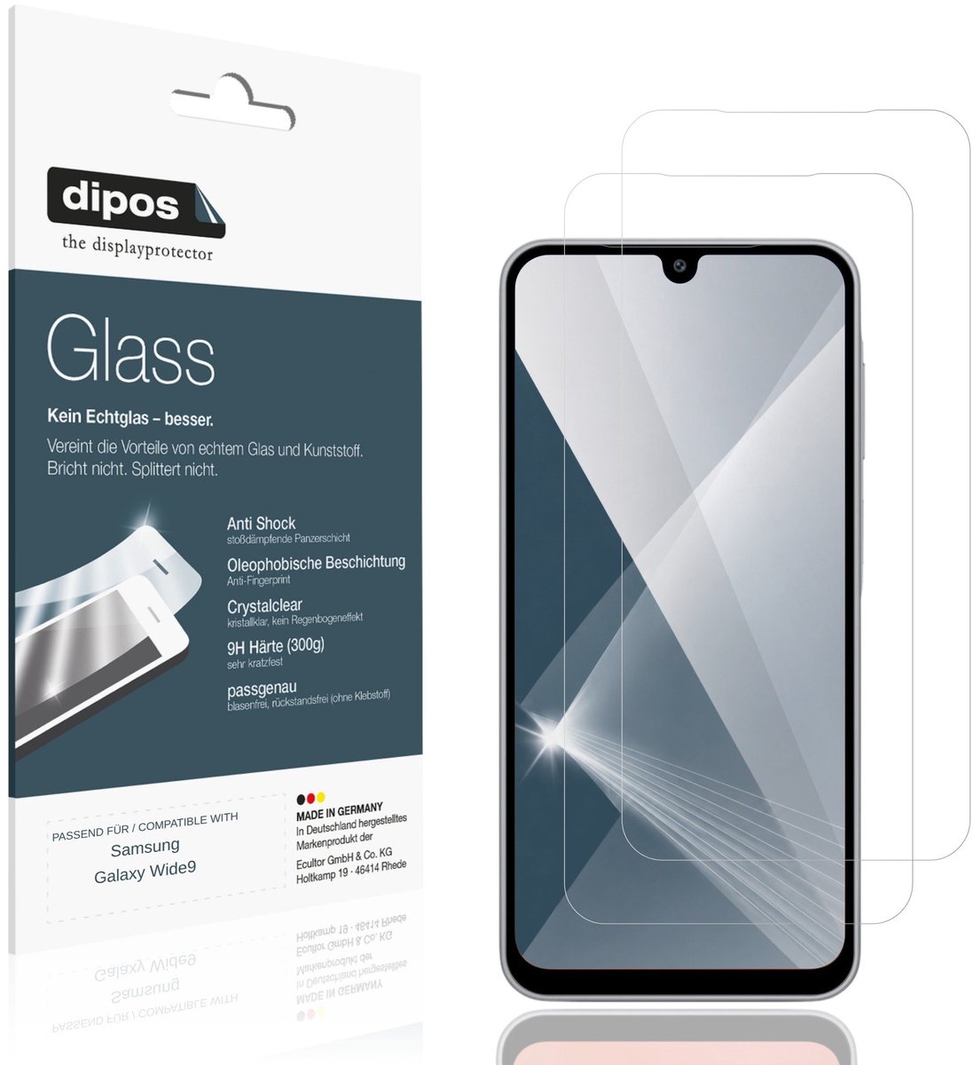 dipos – 2x Pantserfolie geschikt voor Samsung Galaxy Wide9 | 9H Screenprotector