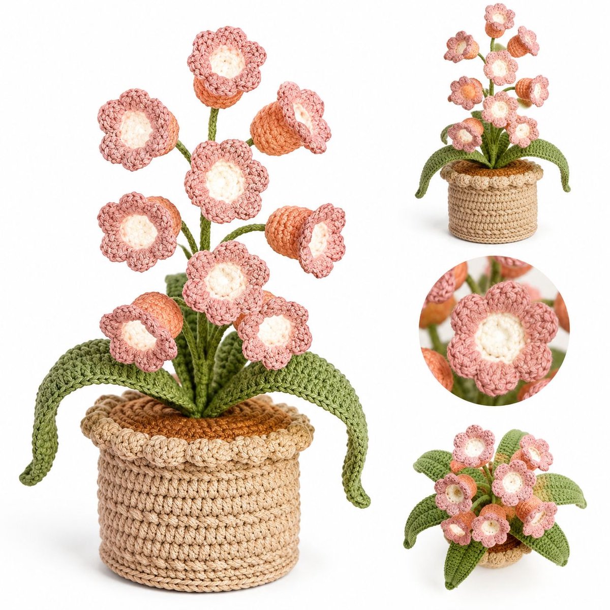 VHV - Gebreide bloemen - 1 stuks - Roze - Knitted flowers - Gehaakte kunstbloem - Handgemaakte draadloze - Decoratiecadeau - in de slaapkamer