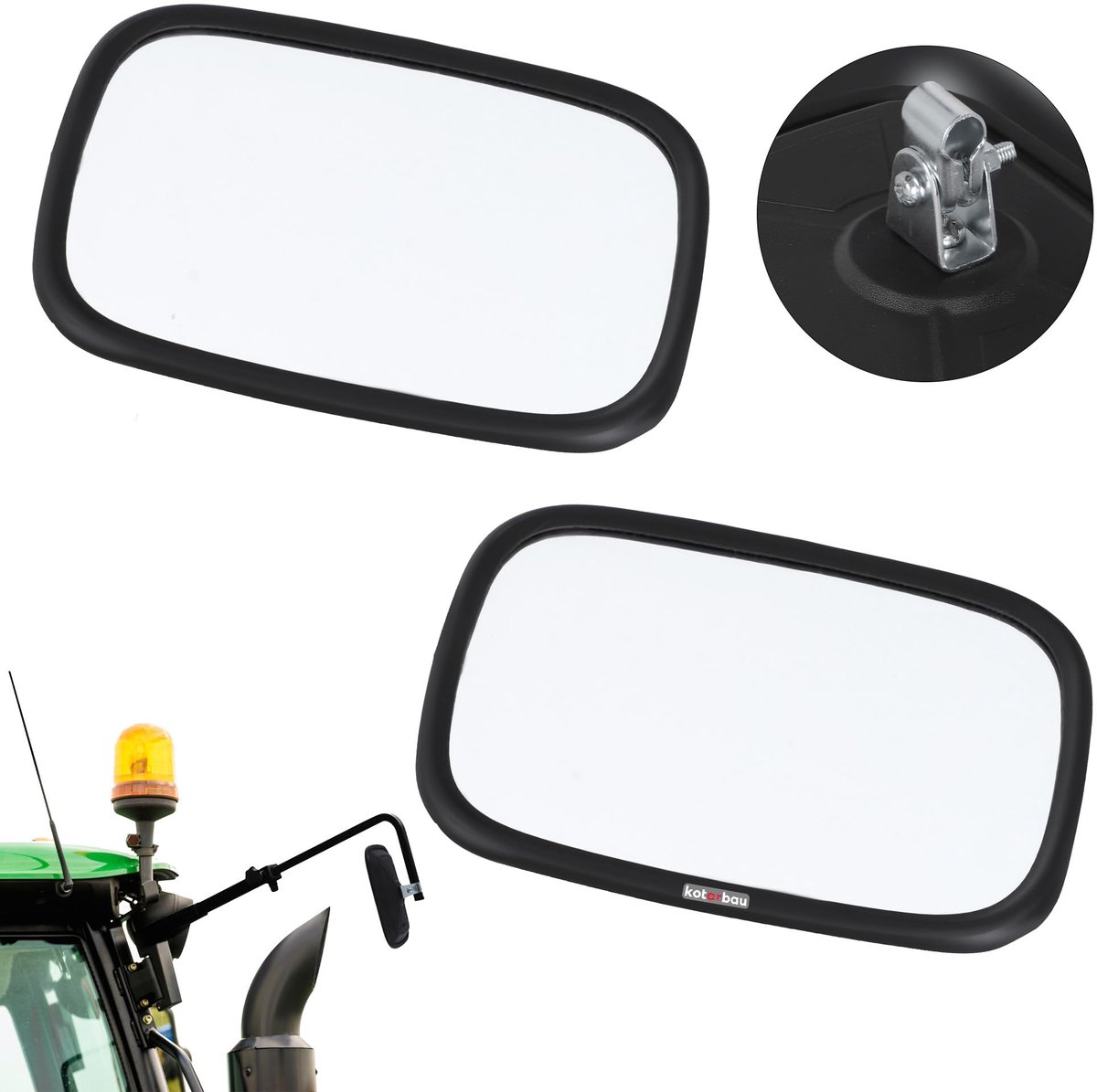KOTARBAU® Tractor Spiegel - Buitenspiegel Tractor 18 x 12,5 cm 2 st. Spiegel Tractor - Buitenspiegel voor Tractor - Links/Rechts - Tractorspiegel met Houder voor ⌀ Spiegelarm 10 mm - PVC