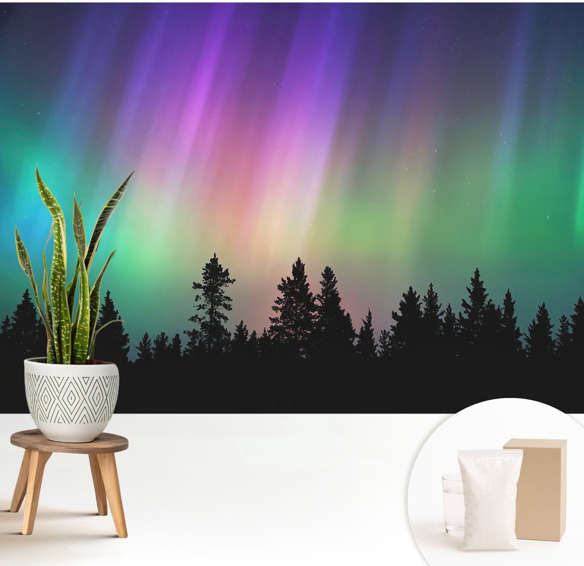 Wallfluent Fotobehang - Blauw Vliesbehang - 208x146 cm - Magische Hemel Fotobehang Vlies - Hal behang Landschappen - Muurschildering - Woonkamer behang
