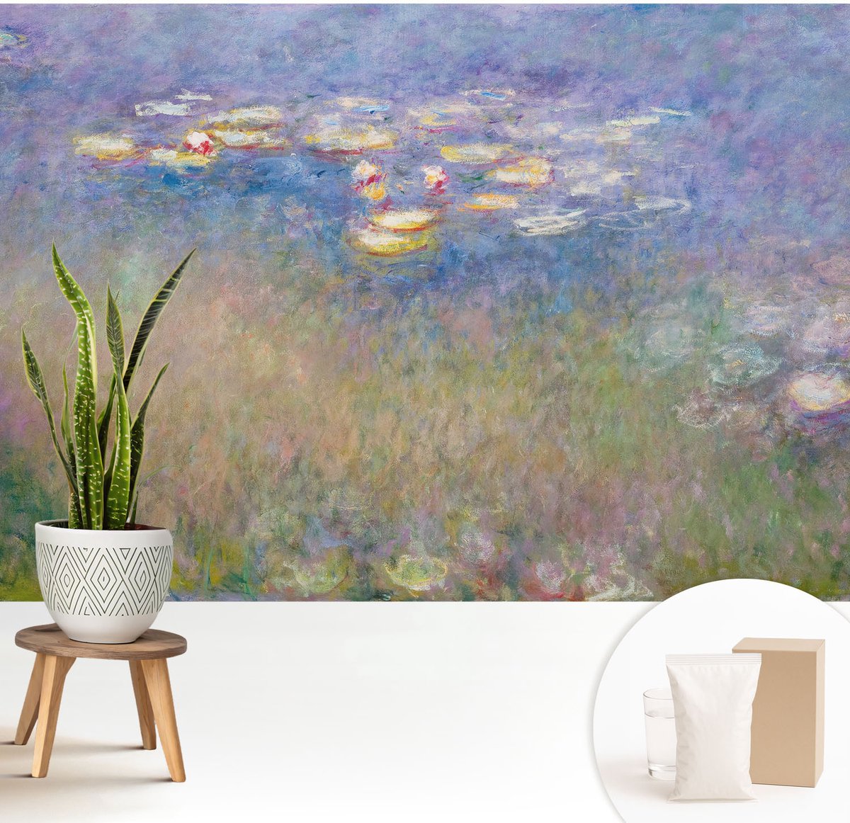 Wallfluent Fotobehang - Groente Vliesbehang - 208x146 cm - Waterlelies Fotobehang Vlies - Hal behang Bloemen En Planten - Muurschildering - Woonkamer behang