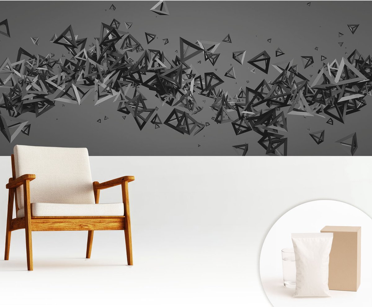 Wallfluent Fotobehang - Grijs Vliesbehang - 250x104 cm - Geometrische Abstracties Muurschildering - Gang behang Abstractie - Fotobehang Vlies - Slaapkamer behang