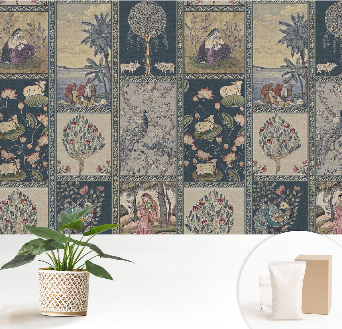 Wallfluent Fotobehang - Marine Vliesbehang - 152x104 cm - Romantische Scène Fotobehang Vlies - Woonkamer behang Deel - Muurschildering - Woonkamer behang