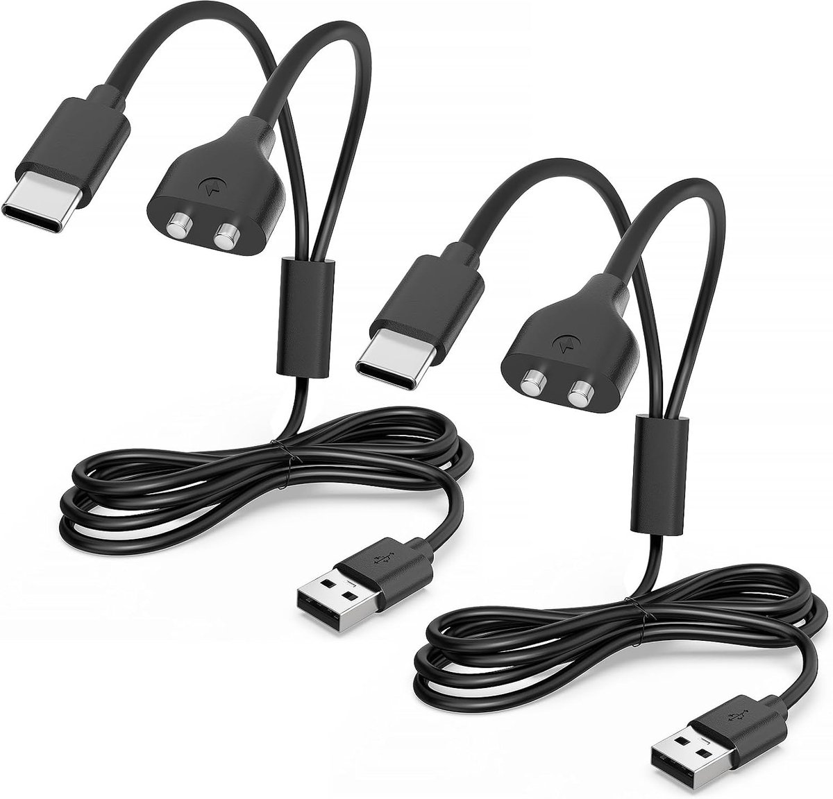 Oplader voor Jugbow-trainingshalsband, 2-in-1 magnetische en USB-C-vervangingskabel voor de Jugbow DT-61-trainingshalsband, set van 2 stuks