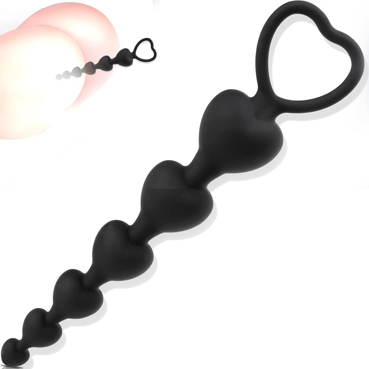 6 stuks 18cm ⌀1,2–3,2cm siliconen anaalplug# voor mannen & vrouwen ergonomische anal beads met handgreep FOPS A44