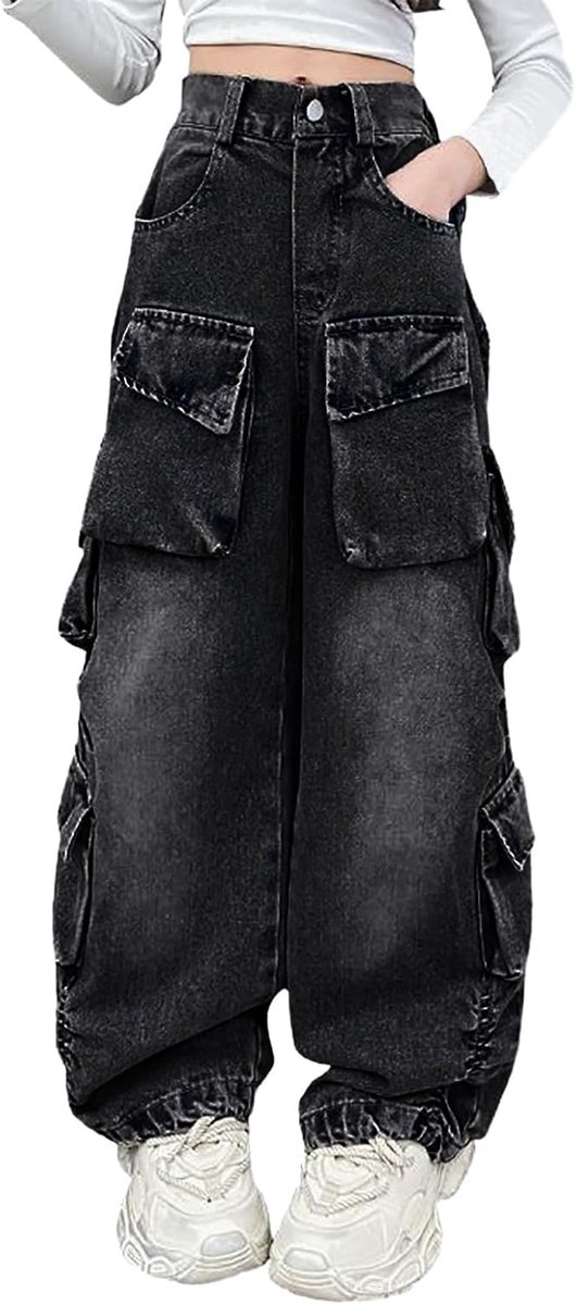 Broek voor meisjes, kinderen, katoen, elastische taille, slim, comfortabel, zacht, casual, sport, school, met zakken, 2-14 jaar, A18