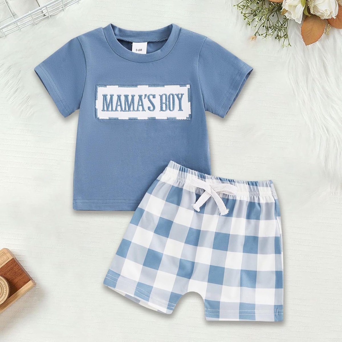 Zomerkleding voor jongens, bijpassende outfit voor papa/mama, jongens, geborduurd T-shirt met korte mouwen, geruite shorts set voor peuters