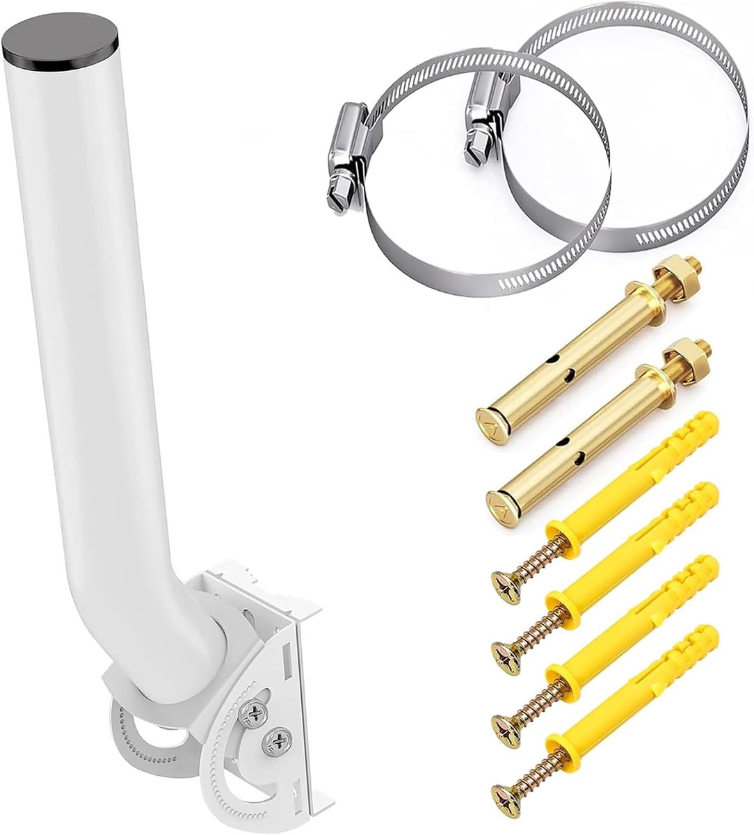 Verstelbare tv-antennehouder 11 "inch weerbestendig J Pole, draadloze brugbeugelbevestiging, paalbevestiging voor AP Access Point Client Bridge CPE, buitenantenne montagepaal beugel 1 Pack
