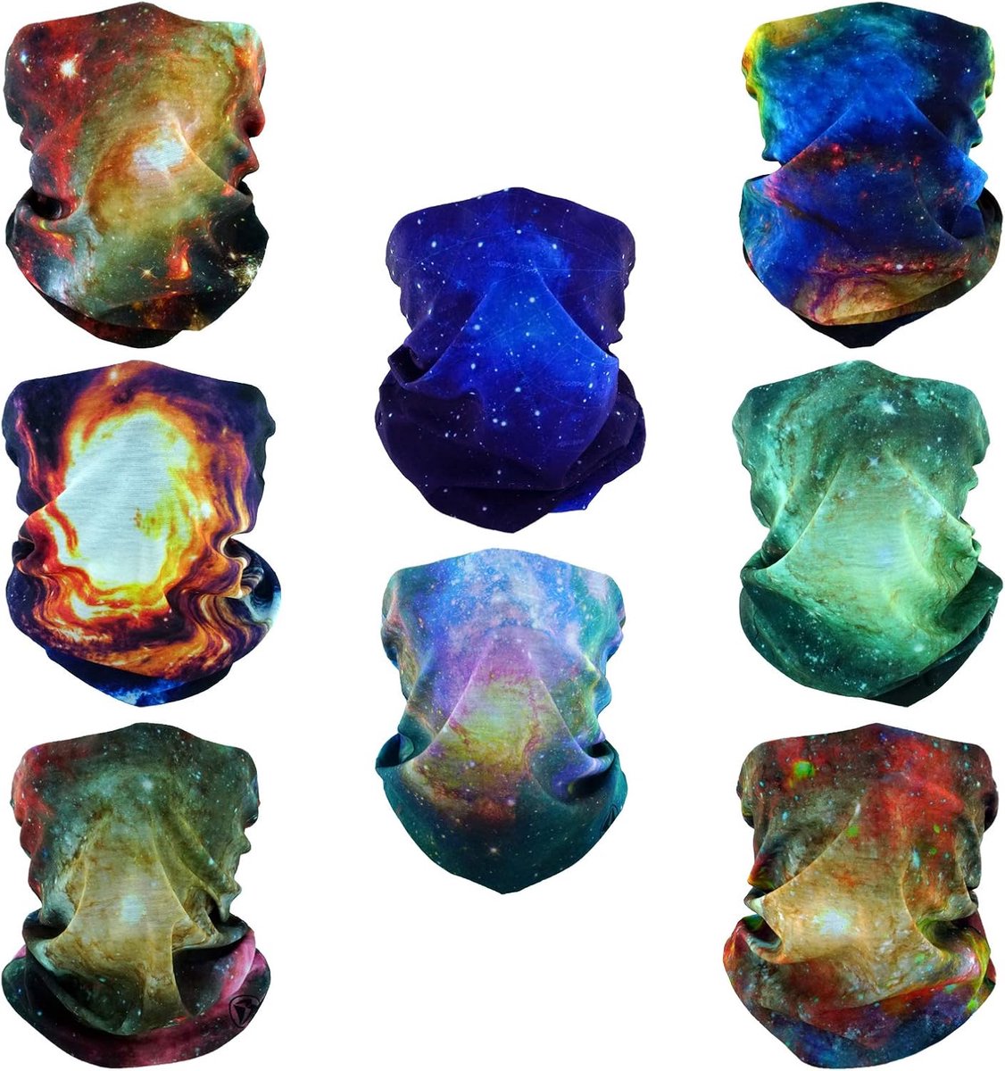 8 Hoofdband Bandana Bivakmuts Halfgelaatsmasker Schild Hoofd Haarsjaal Nekbeenkap Hoed Multifunctioneel Voor Dames Heren Ademend Herbruikbaar Wasbaar Universum Nevel Galaxy Blauw Oranje Groen