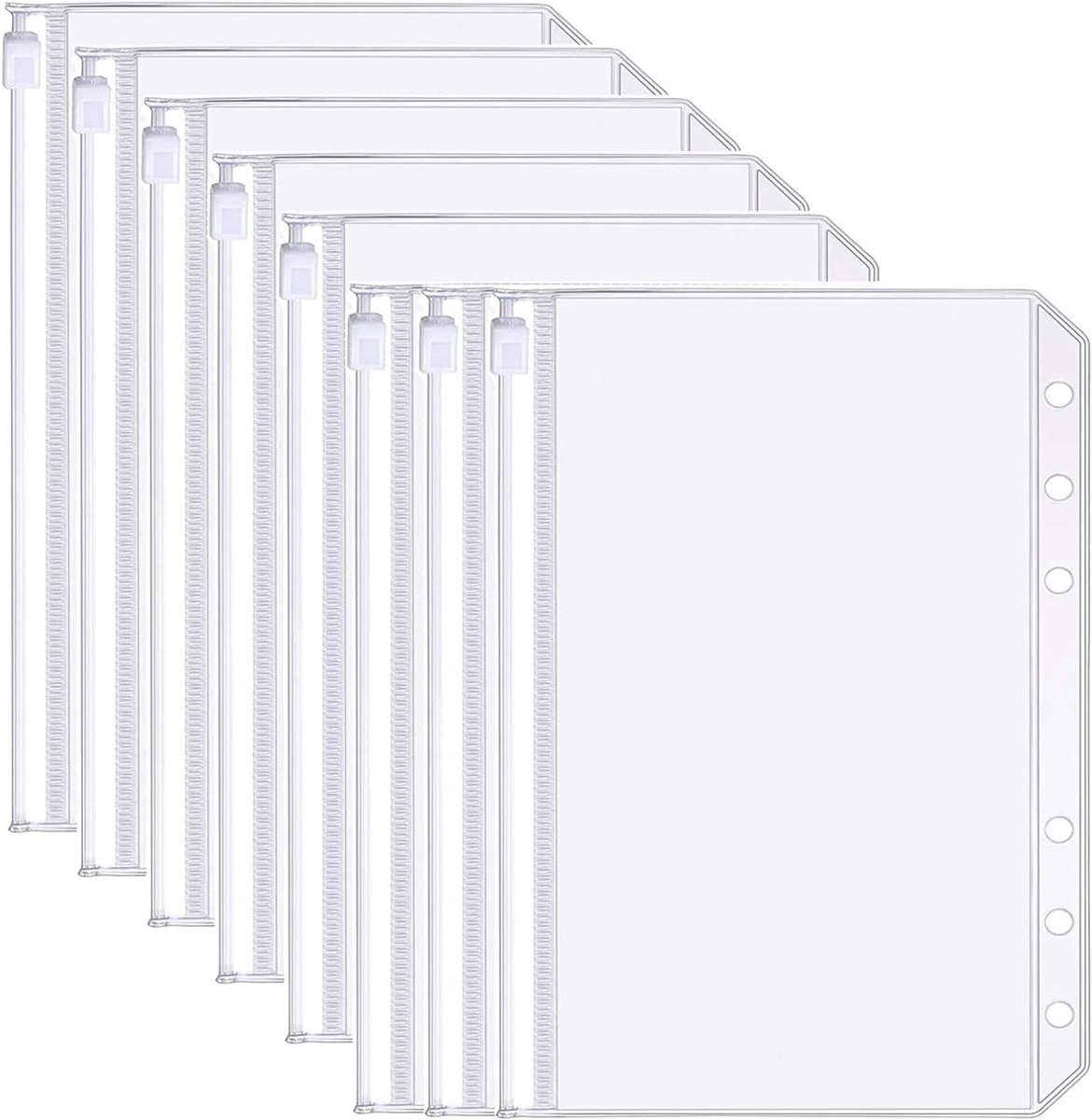 8 verpakkingen A6 formaat 6 gaten bindmiddel zakken plastic bindmiddel ritssluiting map waterdicht voor documenten notitieboeken kaarten huis kantoor school benodigdheden