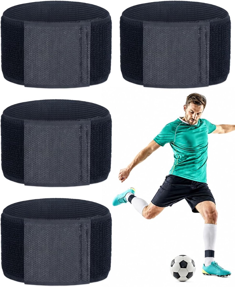 Scheenbeschermers, steunbanden met klittenband, antislip, veilige bevestiging zonder wegglijden, voor wedstrijden en training, ergonomisch comfort, zwart/wit
