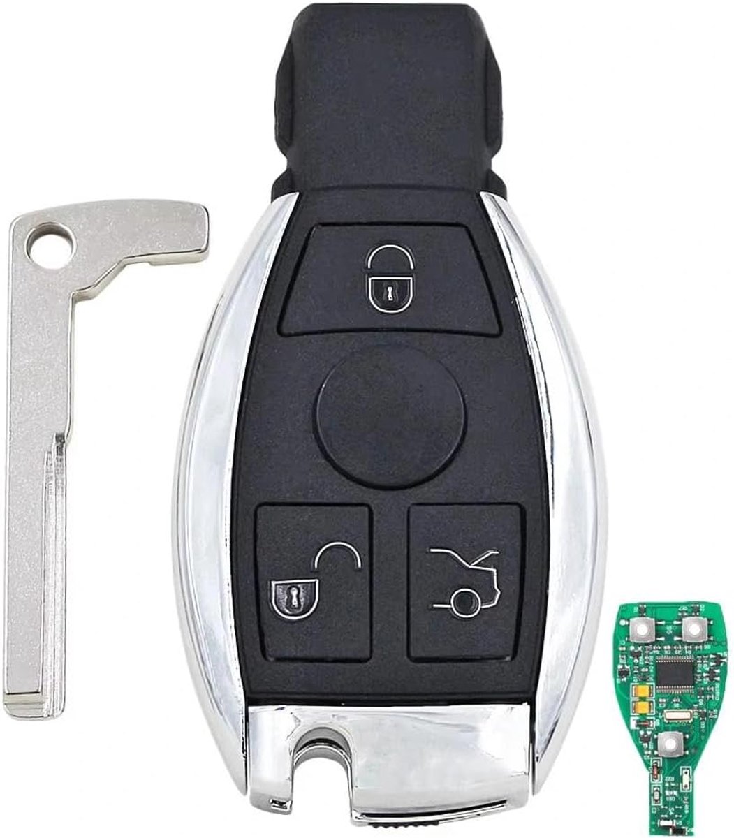 Autosleutelbehuizing voor Mercedes-Benz A-, C-, E- en S-klasse (vanaf bouwjaar 2000) met 3 toetsen en 433 MHz BGA-chip voor W203, W204, W210, W211, W212 en W221