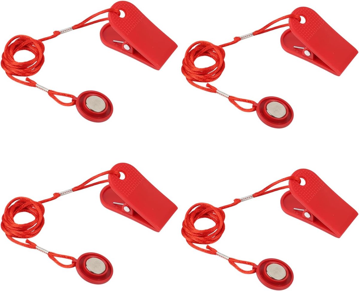 4 stuks veiligheidssleutels, loopbandhouder voor het vasthouden van de veilige sleutels, magnetische veiligheidsschakelaar, loopband, vervanging voor veiligheidssleutels, loopband, noodaccessoires