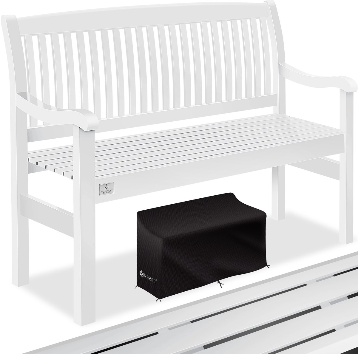 KESSER® Tuinbank Houten Weerbestendig | Parkbank Massief Hout | Balkonbank Tuinmeubelbank voor Balkon, Terras & Tuin - 125 cm, Wit
