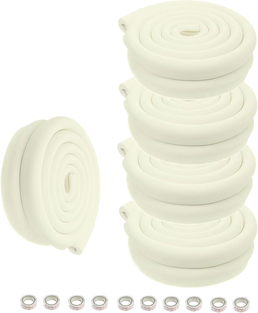 Randbescherming, U-vormige schuimbescherming, veiligheid voor je kinderen, tafelrandbescherming van glas, extra dik, randbescherming, 10 x 2 m, ivoorkleurig