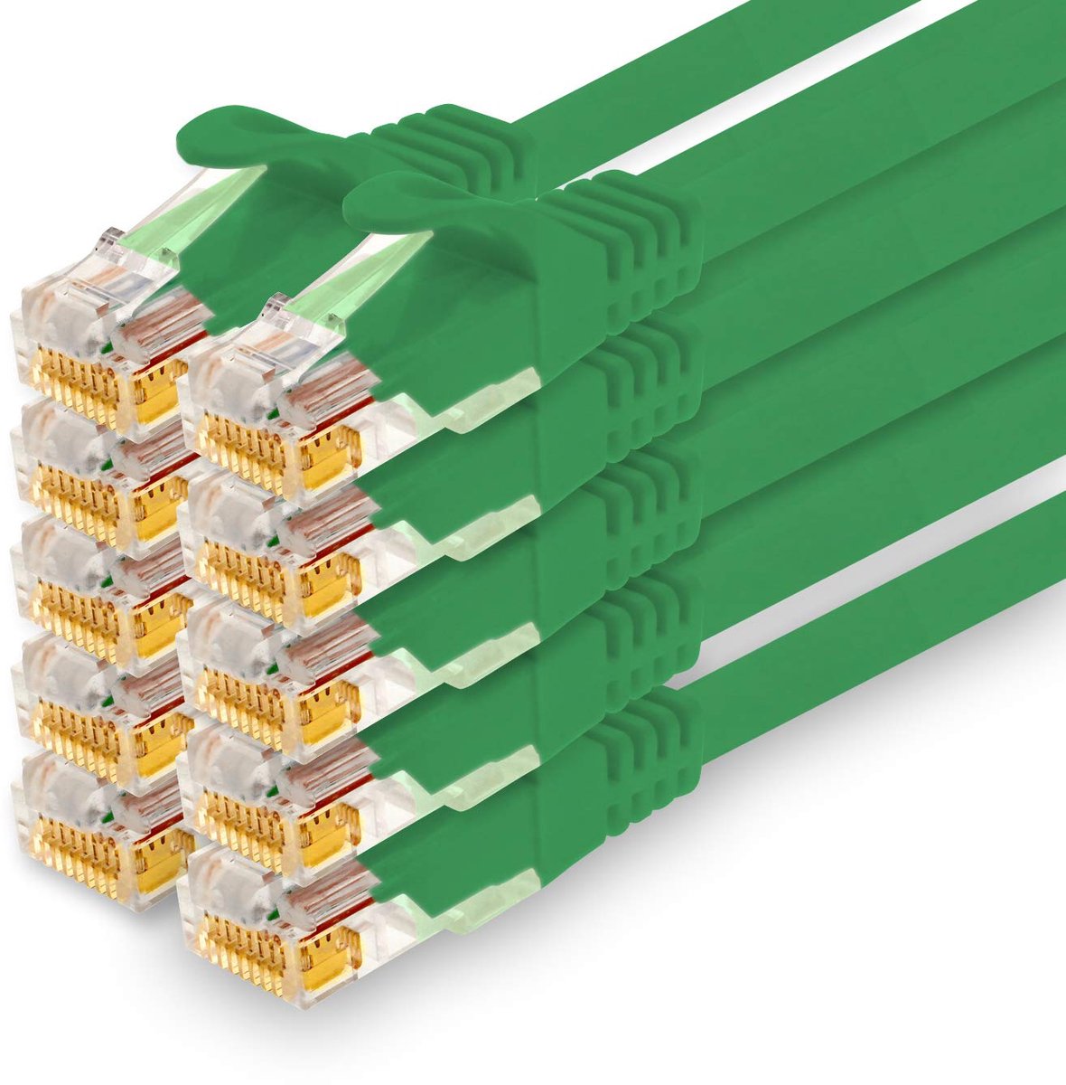 1,0 m netwerkkabel, Ethernet-, LAN- en patchkabel voor maximale internetsnelheid en verbindt alle apparaten met een RJ45-aansluiting, groen - 10 stuks