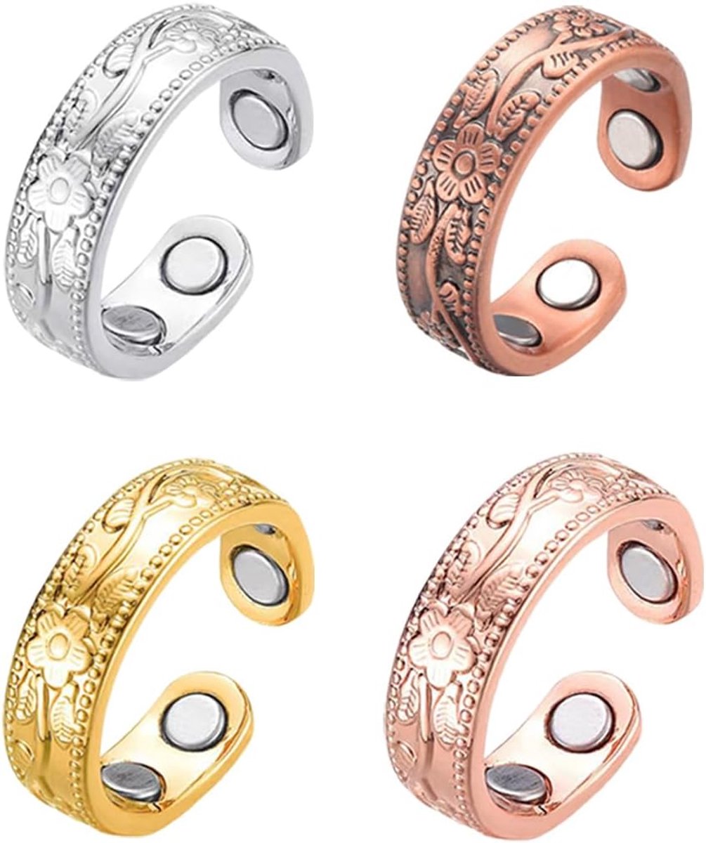 4 stuks magnetische ring massief koper verstelbaar voor dames en heren vriendschap
