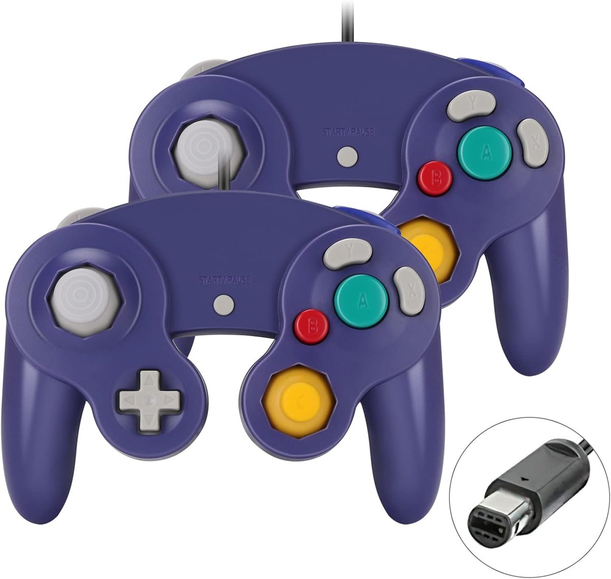 SnelShoppen - Gamecube Controller 2 Packs Bedrade Gamepad Vibration Compatibel met Gamecube/Wii U/Wii/PC/Switch - Paarsblauw, Perfect voor Gaming
