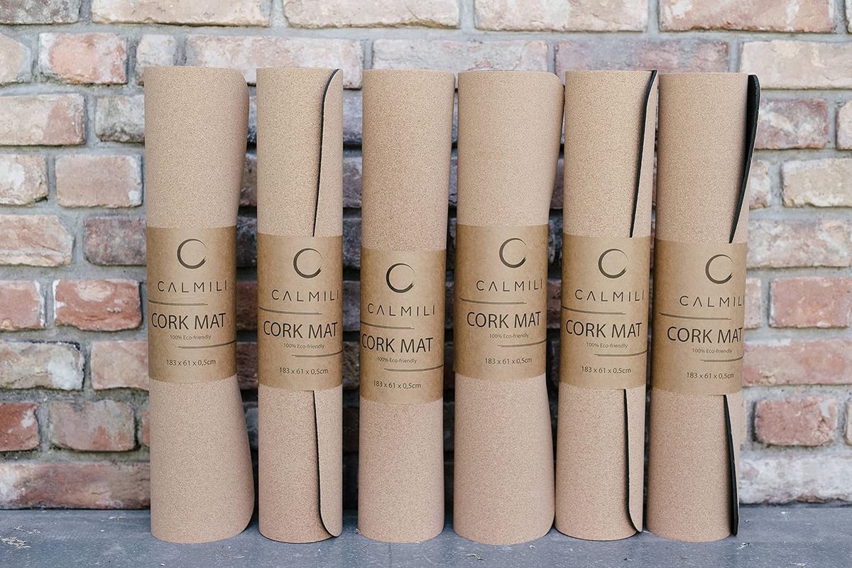 SnelShoppen - Cork en TPE Yoga Mat - Antislip Natuurlijke Yoga Mat - Ideaal voor Thuis, Yoga Studio, Fitness - Duurzaam en Comfortabel - 183x61 cm - B