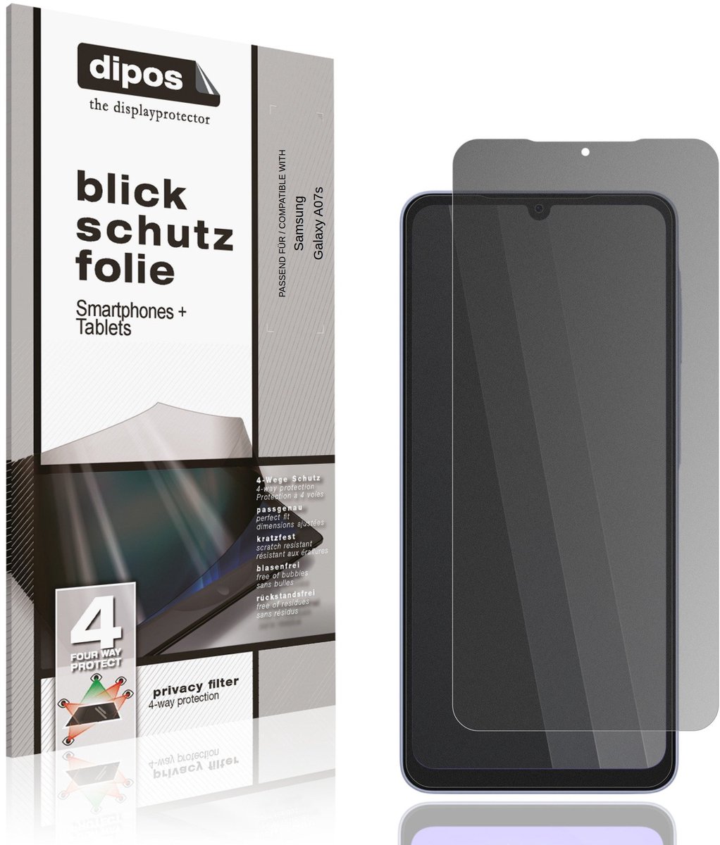 dipos – Matte Privacy Screenprotector geschikt voor Samsung Galaxy A07s | Anti-Spy Beschermfolie