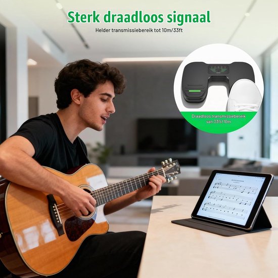 Bluetooth Page Turning Pedaal, Draadloze Page Turner, Oplaadbare Bluetooth Voetschakelaar geschikt voor telefoon, Tablets, Kindle, draagbaar voetpedaal geschikt voor iOS en Android — afbeelding 5