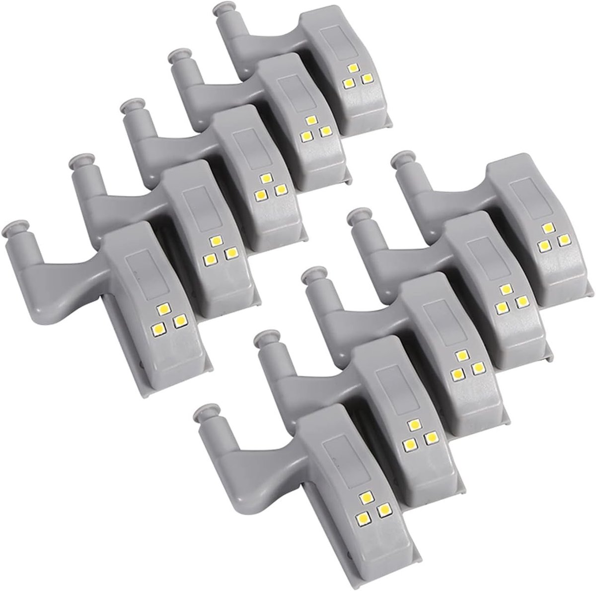 Set van 10 universele LED scharnierlampjes met warm en koud wit licht, ideaal voor verlichting in keuken, woonkamer en slaapkamer met eenvoudige installatie