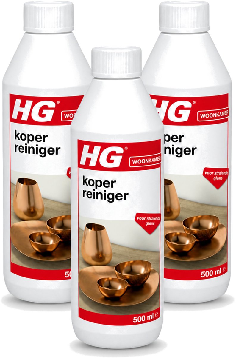3 x HG - Koper Reiniger - Voor Stralende Glans - 500 ml - Bulkverpakking - 3 stuks