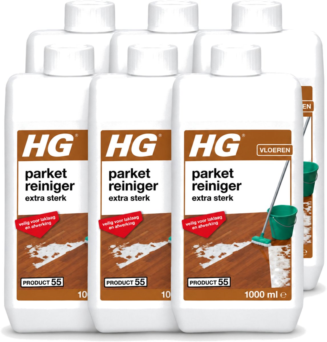 6 x HG - Parketreiniger - Extra Sterk - Veilig Voor Laklaag - 1L - Voordeelverpakking - 6 stuks