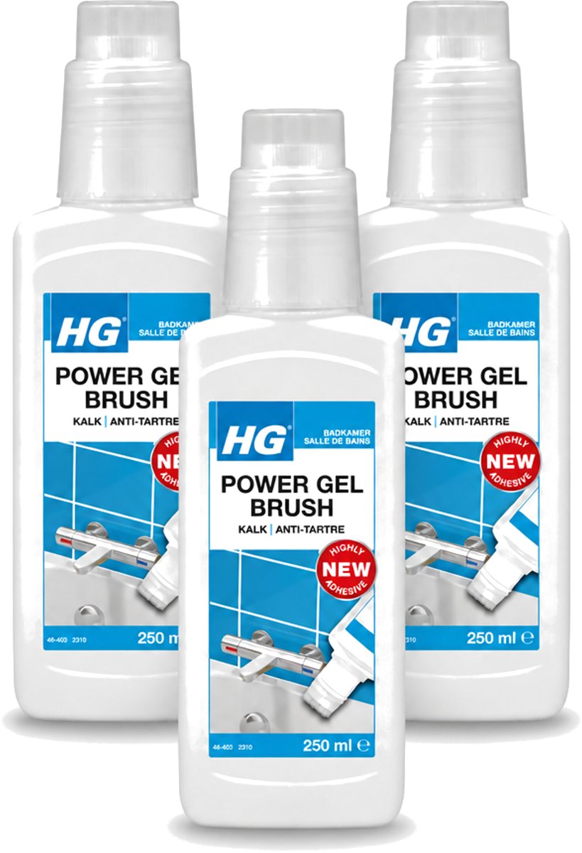 3 x HG - Badkamer - Power Gel Brush - Kalk - Agressief - 250 ml - Voordeelverpakking - 3 stuks