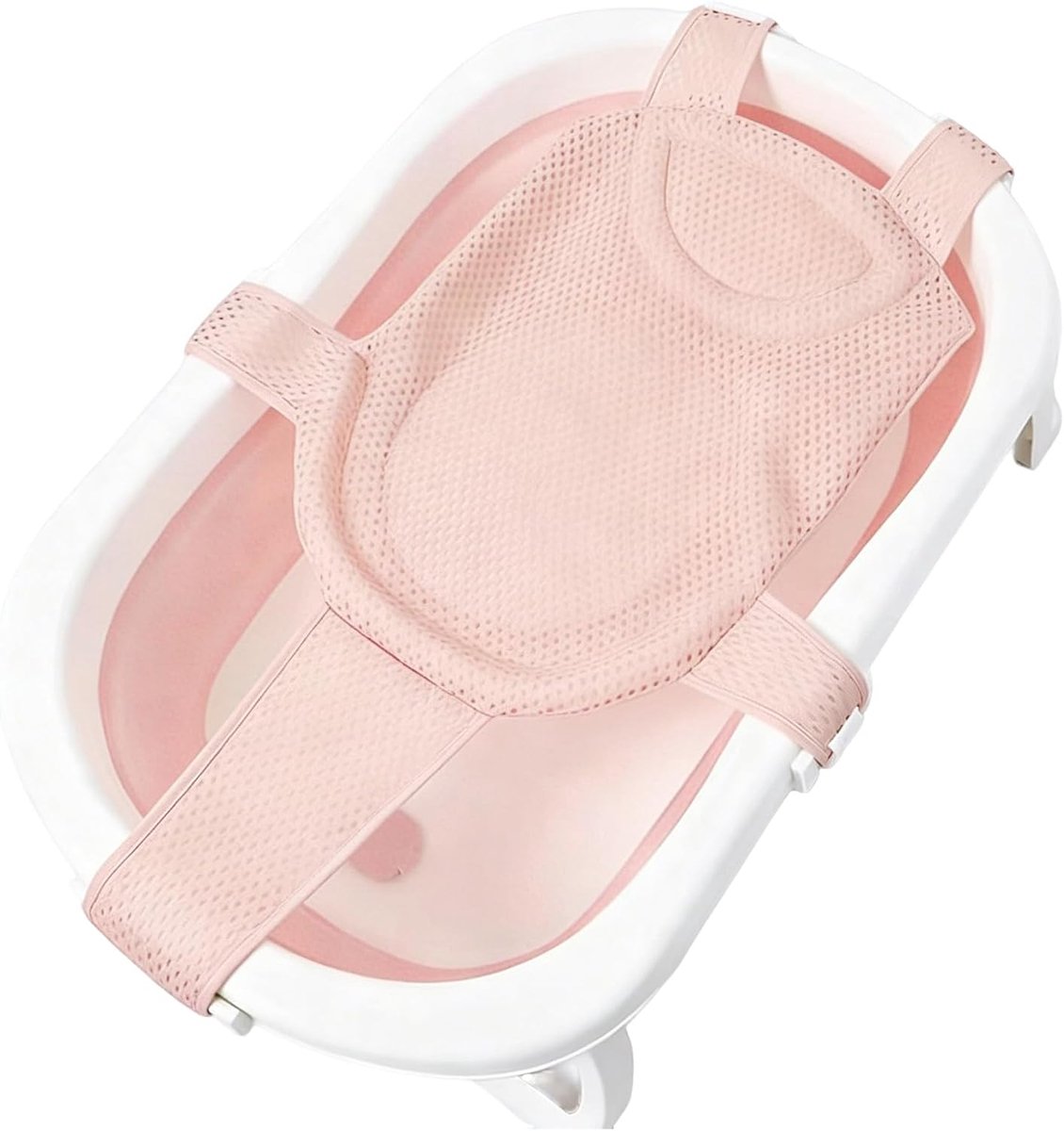 Badinzetstuk voor baby's met antislipbadkussen, verstelbaar badnet voor pasgeborenen, ergonomisch ontwerp, universeel passend, ideaal voor baby's van 0-18 maanden