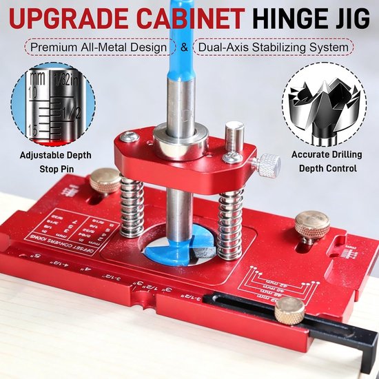 35 mm potscharnier boorsjabloon aluminium, nauwkeurig scharnier Jig — afbeelding 4