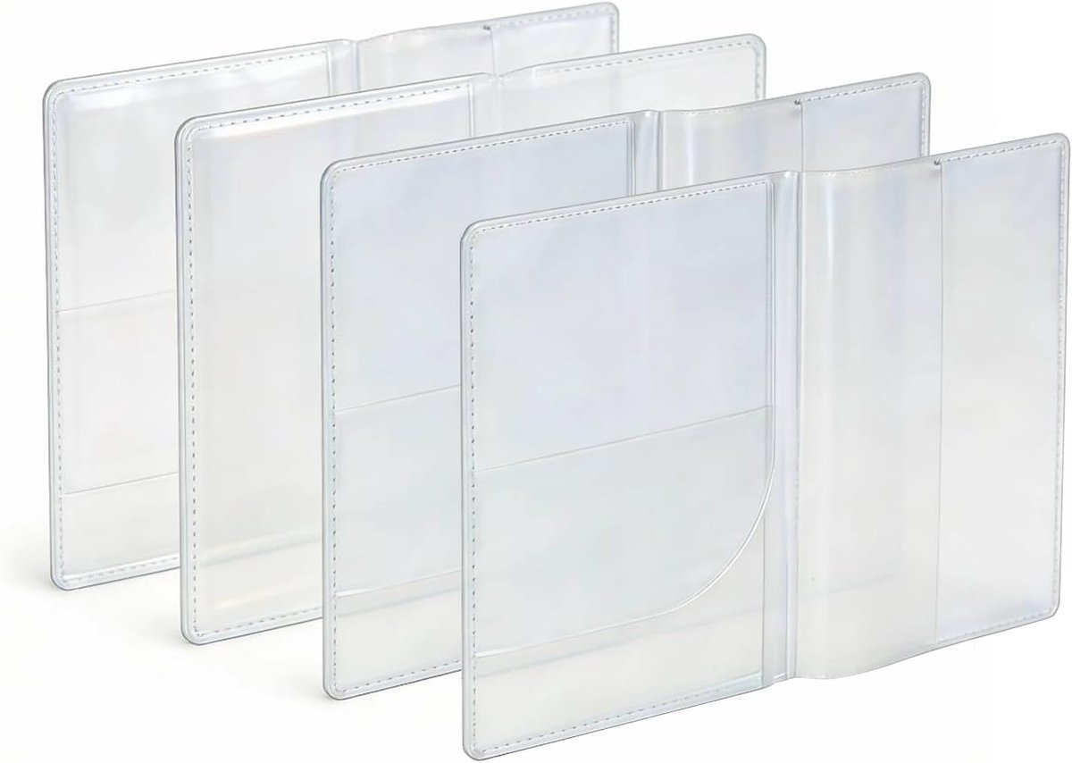 SnelShoppen - Set van 4 Paspoorthouders - 2 Matte en 2 Transparante PVC Reisdocumenten Bescherming - Waterdicht met Kaart Slots - Ideaal voor Vakantie