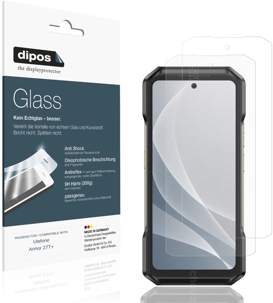 dipos – 2x Matte Pantserfolie geschikt voor Ulefone Armor 27T+ | 9H Screenprotector