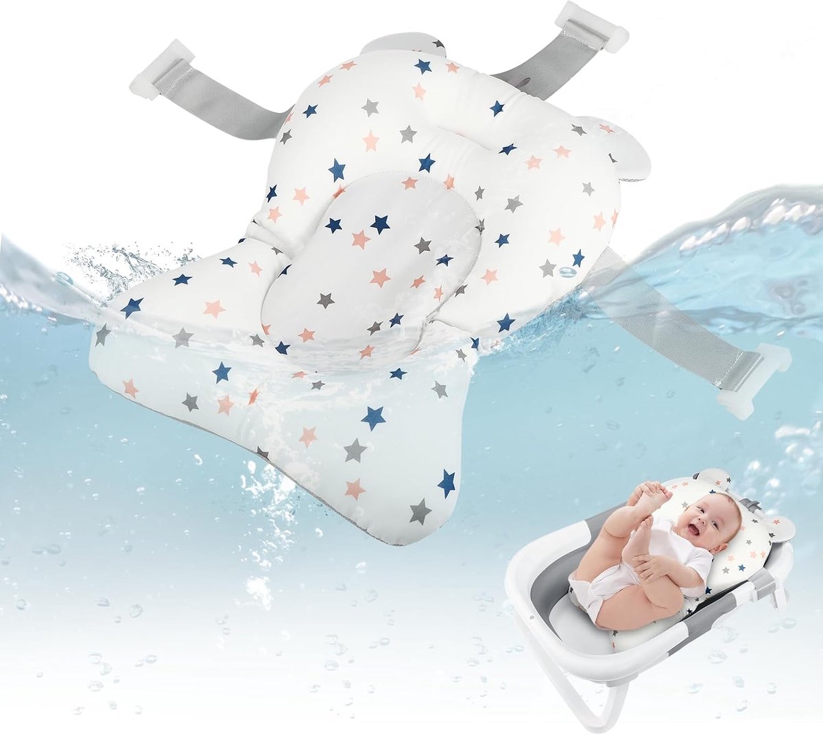 Baby badkussen - Soft, snel drogend - Verstelbaar en lichtgewicht - Veilig en antislip voor 0-18 maanden - ShopVlot