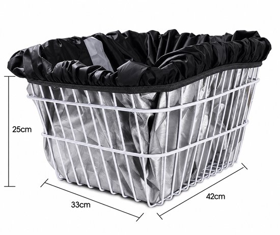 Kaiyava - 2 stuks Fietmand hoes - Zwarte waterdichte regenhoes 42x33x25 cm - Met reflecterende strepen - Voor fietmand en boodschappen — afbeelding 2