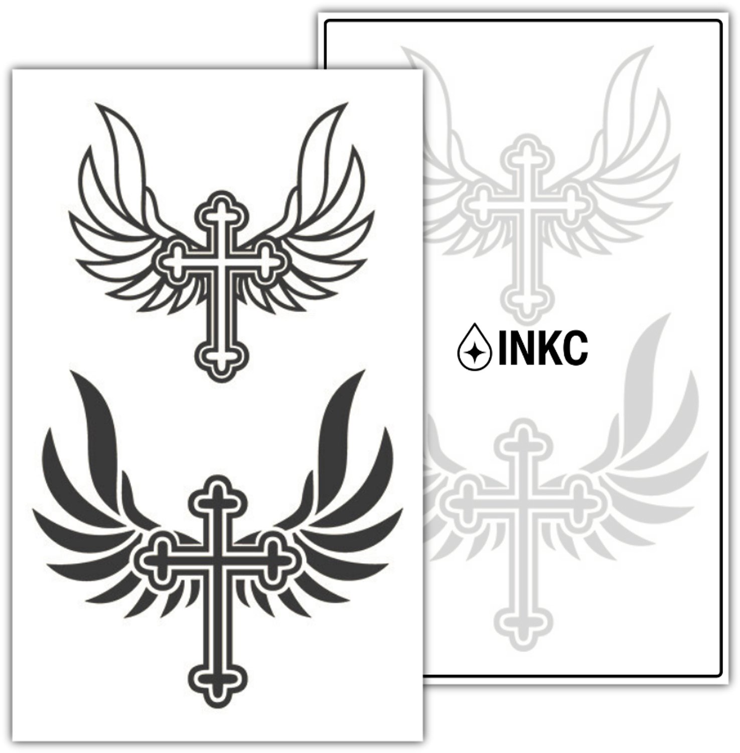 INKC - Tijdelijke Tattoo - Kruis Vleugels - Nep Tattoo - Plak Tattoos - Blijft tot 2 weken - 11 x 18cm